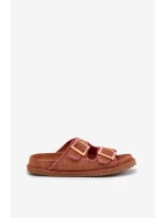 Dámské Sandały S Přezkami A Dekorativním Švem Hnědé Visley