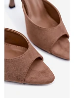 Sandály z imitace semiše na jehlovém podpatku Khaki Cherryssa