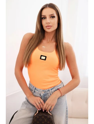 Dámská pruhovaná top s ozdobnou nášivkou jasně oranžová Dámská pruhovaná top s ozdobnou nášivkou jasně oranžová