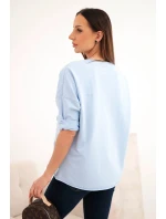 Dámská bavlněná košile s dlouhým rukávem a srdíčky modrá