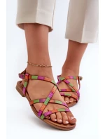 Ploché Dámské Kožené Sandály Maciejka 06635-39 Multikolor