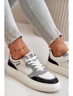 Dámské Nízké Tenisky Z Eko Kůže Big Star OO274028 Bílá-Šedá