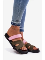 Dámské Pantofle Na Suchý Zip Vinceza 17401 Zeleno-Růžové