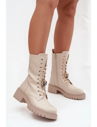 Dámské workery s přezkami Medvídek Srdce Béžové Iravine