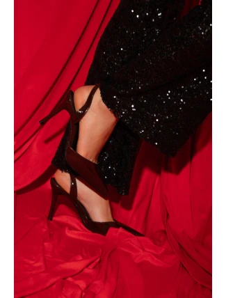 Lakované lodičky s odhalenou patou černé Laretta