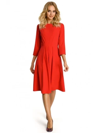 M335 Šaty se skládaným sklady vpředu - červené