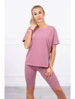 Komplet top+legginsy ciemny różowy