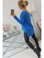 Halenka s potiskem a delšími zády, chrpově modrá