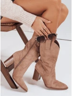 Dámské semišové kovbojské boty béžové FashionStreet ZY1195 Dámské semišové kovbojské boty béžové FashionStreet ZY1195