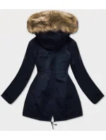 Tmavě modro-hnědá oboustranná dámská zimní bunda (w557) Tmavě modro-hnědá oboustranná dámská zimní bunda (w557)