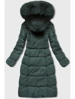 Zelená dlouhá klasická zimní dámská bunda (B8075-10)