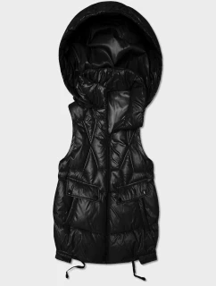 Goodlookin dámské krátké tričko bez rukávů s odnímatelnou kapucí v černé barvě (B8258-1)