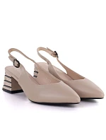 Dámské sandály s ozdobným podpatkem béžové Vinceza 26-62285