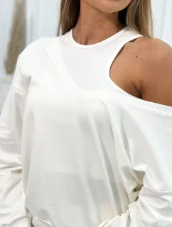 3-dílný set halenka + top + legíny ecru