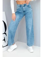 Dámské džíny s širokou nohavicí a vysokým pasem
