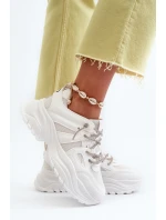 Dámské tenisky na masivní podrážce s ozdobným šněrováním Bílé Relissa