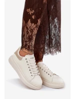 Kožené Dámské Tenisky Na Platformě Béžové GOE RR2N4004