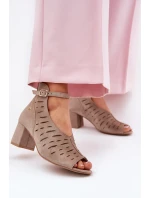 Dámské Semišové Boty Na Podpatku Maciejka Tmavě Béžové 06893-10