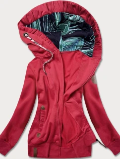 Červená dámská mikina s ozdobnou kapucí (AMG725-2)
