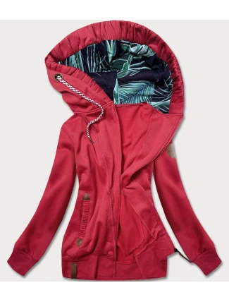 Červená dámská mikina s ozdobnou kapucí (AMG725-2) Červená dámská mikina s ozdobnou kapucí (AMG725-2)