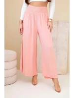 Dámské viskózové kalhoty s elastickým pasem meruňkové