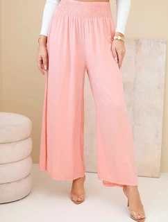 Dámské viskózové kalhoty s elastickým pasem meruňkové