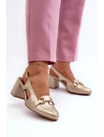 Kožené sandály na podpatku Maciejka 06419-25 Zlaté