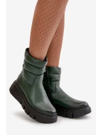 Dámské Kožené Boty Na Zip Zateplené Filcem Tmavozelené Zazoo 60512 Dámské Kožené Boty Na Zip Zateplené Filcem Tmavozelené Zazoo 60512