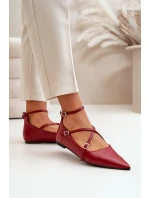 Dámské baleríny se špičatými prsty a křížovými pásky bordové Violra
