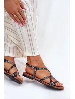 Ploché Kožené Sandály Dámské Maciejka 06635-05 Černé