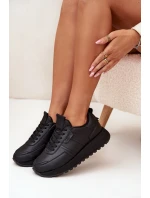 Dámské Kožené Tenisky Na Platformě Big Star OO274573 Hi-Poly System Černé