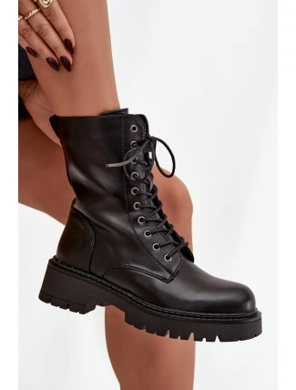 Dámské workery z eko kůže černé Calesia