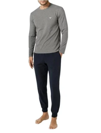 Pánské pyžamo 111789 2F720 12149 šedá/tm.modrá - Emporio Armani