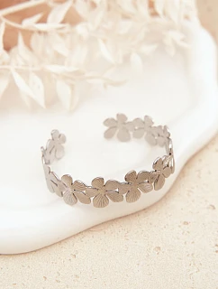 Dámský náramek ze nerezové oceli Květiny Stříbrné