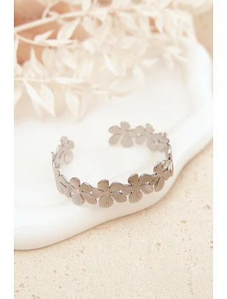 Dámský náramek ze nerezové oceli Květiny Stříbrné