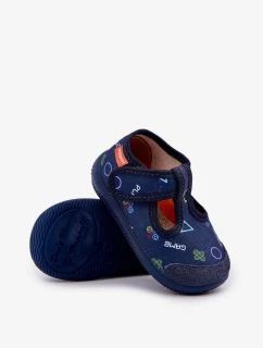 Dětské elastické papuče na suchý zip – tmavě modré Ambette