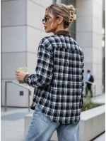 Dámská kostkovaná košile na knoflíky tmavě modrá FashionStreet DY0483