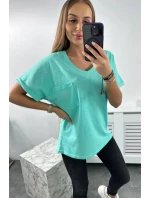 Bavlněná halenka s kapsičkou mint