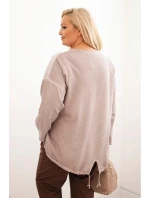 Dámská mikina Plus Size bavlněná s potiskem srdce a šňůrkami fango Dámská mikina Plus Size bavlněná s potiskem srdce a šňůrkami fango