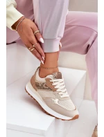 Dámské Sportovní Boty Na Platformě Zvířecí Vzor Béžové Davinara