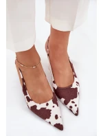 Lodičky Na Jehlách S Otevřenou Patou V Puntíku Hnědo-Bílé Talira