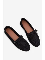 Dámské mokasíny s šněrováním a třásněmi Černé Glorina