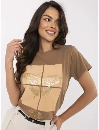 Tričko CLM TS 1704.85 světle hnědé Tričko CLM TS 1704.85 světle hnědé