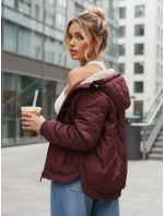 Dámská přechodná prošívaná bunda s kapucí FashionStreet bordó TY5615