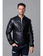 Černá pánská bunda typu "bomber" z ekokůže (11Z8015) Černá pánská bunda typu "bomber" z ekokůže (11Z8015)