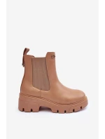 Dámské kožené botky se zdobením Bežové Lobb