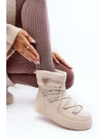 Dámské sněhule na platformě s vázáním béžové Fleure