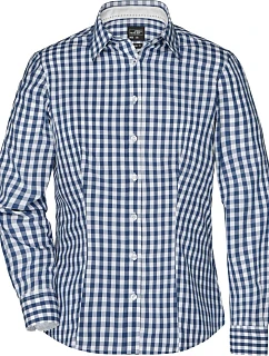 Daiber JN 616 Popelínová kostkovaná halenka s dl. rukávem 02.0616 navy/white