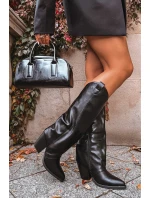 Ochranné kovbojské boty na podpatku z eko kůže černé Mavine