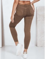 Dámské úzké kalhoty s páskem VIVASKIN hnědé FashionStreet UY2745